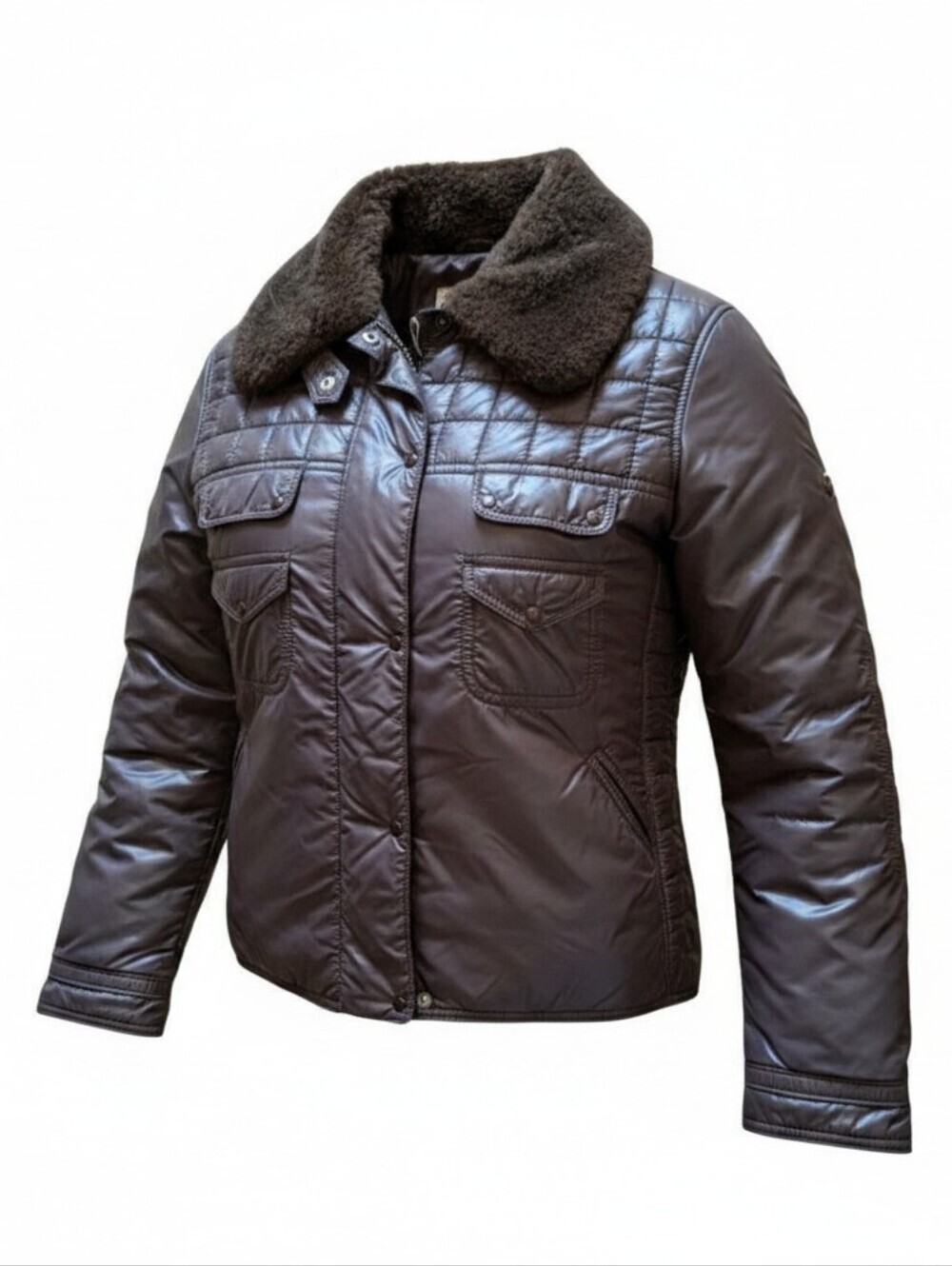 Vintage Fusalp Made in France Brown Ski Jacket Faux Fur Collar 70s 80s Size 16